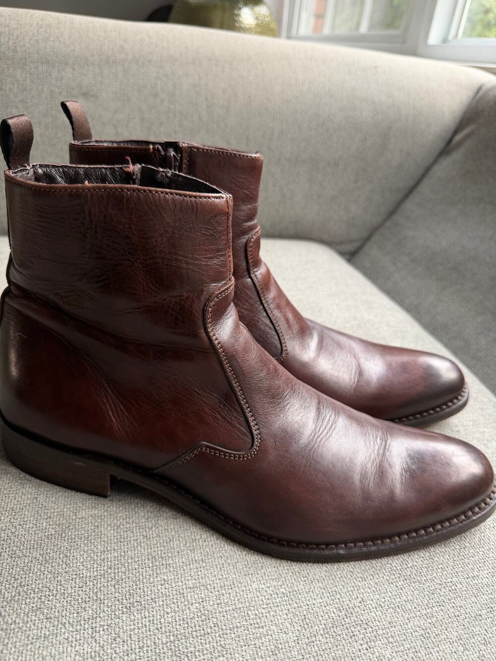 To Boot New York Belvedere Leather Boots Men's 9.5 Moro Brown